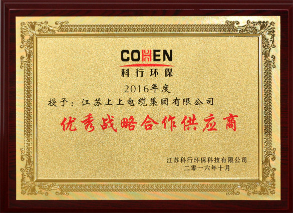 凯时电缆获评科行环保“优异战略相助供应商”称呼